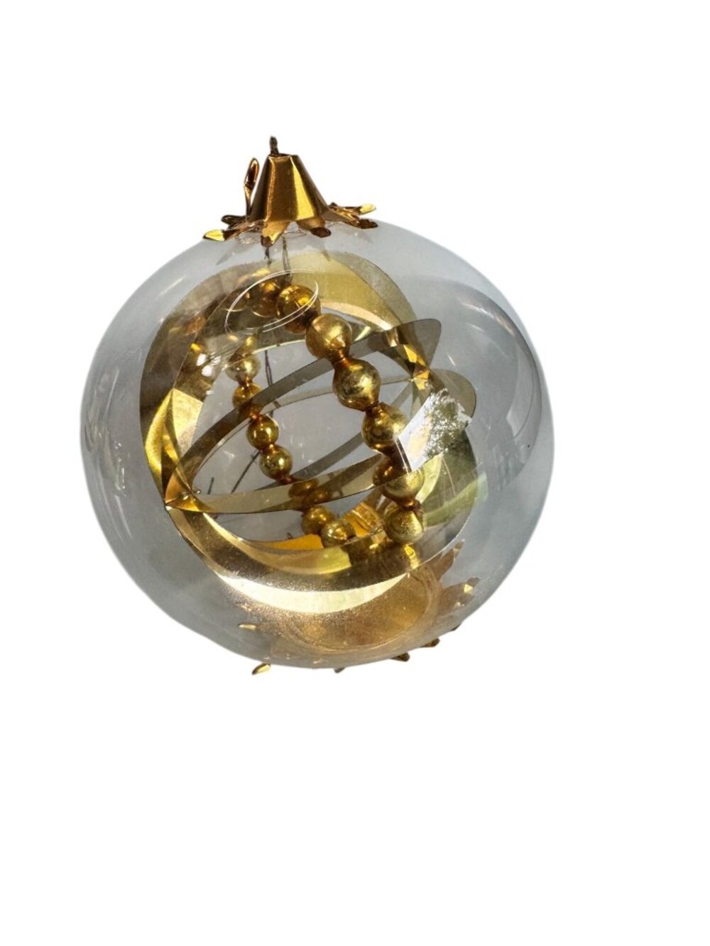Resl Lenz Germany Glass Spinner Ornament Gold Foil Globe MCM 4 1/2" - Picture 3 of 7